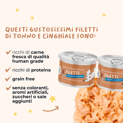 Filetti di Tonno e Cinghiale Alimento completo per gatti - Cibo Umido Gatto - Hygge Pet Food