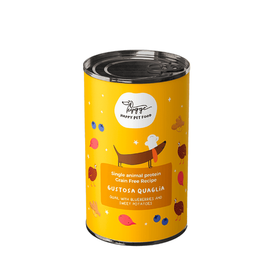 Monoproteico Gustosa Quaglia con Mirtilli e Patate Dolci - Cibo Umido Cane - Hygge Pet Food