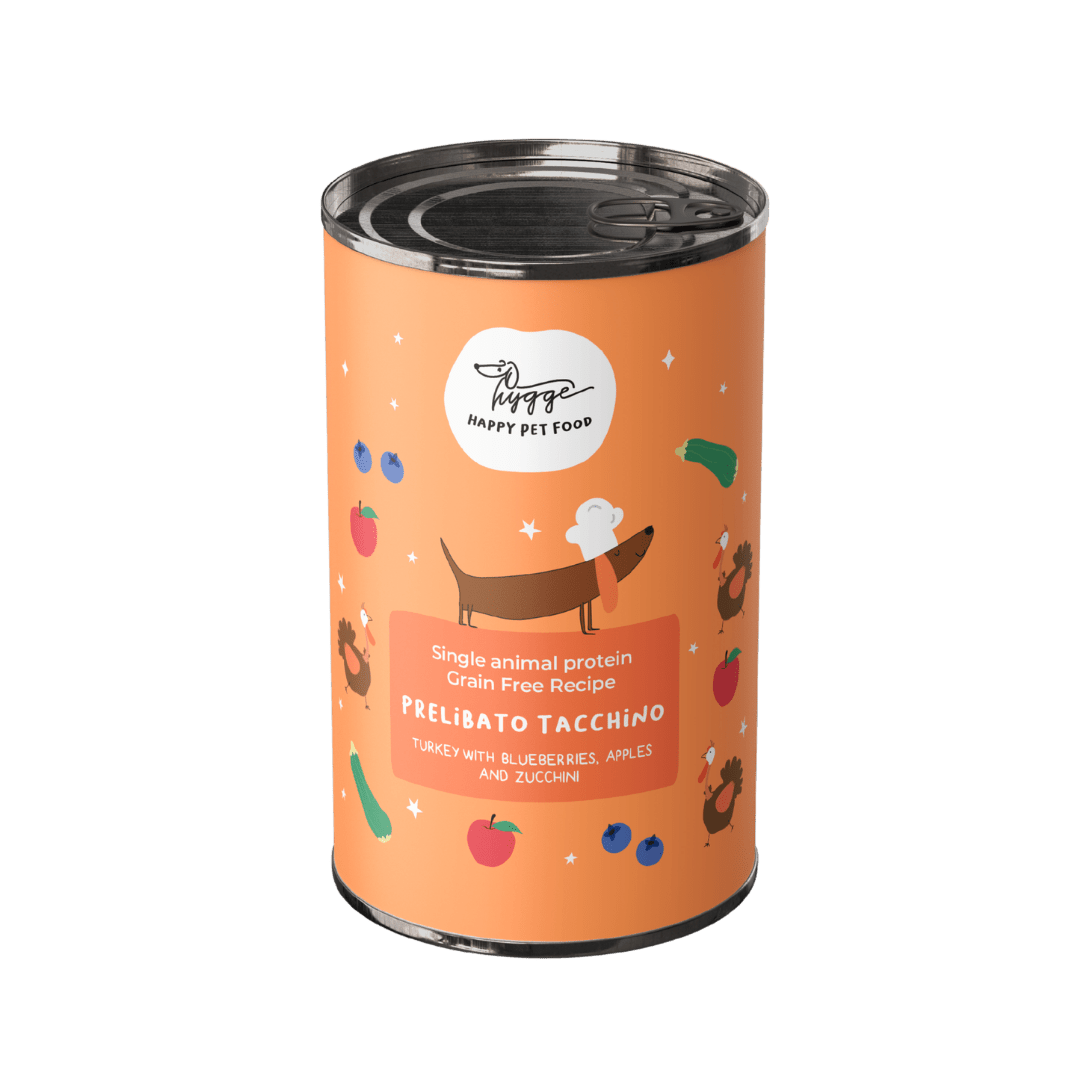 Monoproteico Prelibato tacchino con zucchine mela e mirtilli - Cibo Umido Cane - Hygge Pet Food