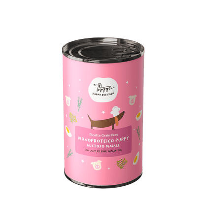 Monoproteico Puppy gustoso maiale con uovo ed erbe aromatiche - Cibo Umido Cane - Hygge Pet Food