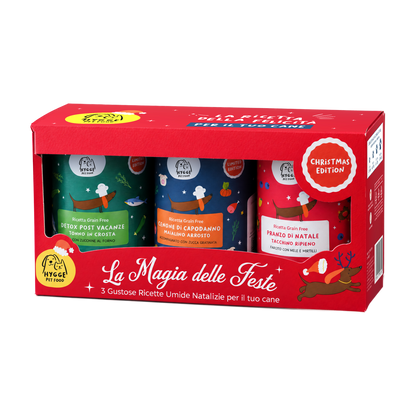 La Magia delle Feste Hygge Pet Food: Pranzo di Natale, Cenone di Capodanno e Detox Post Vacanze, tre lattine da 400 g