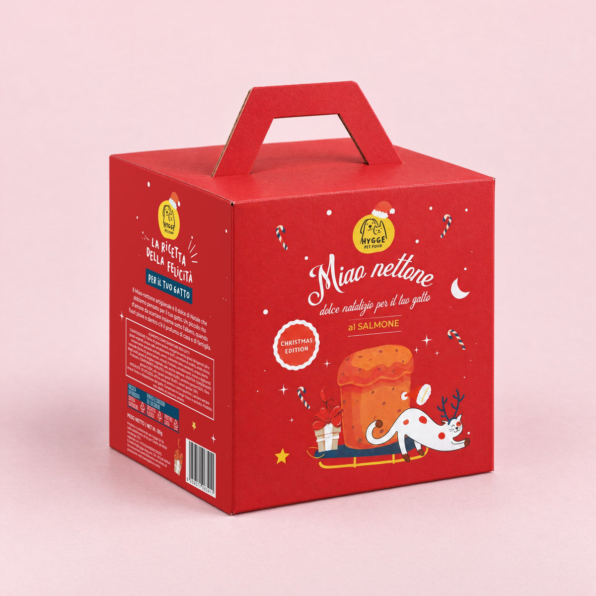 Miao nettone Hygge Pet Food nella confezione regalo rossa Christmas Edition