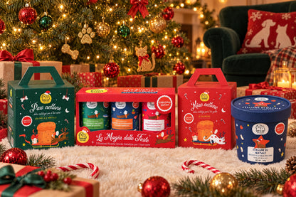 Miao nettone e la linea di Natale Hygge Pet Food sotto l'albero