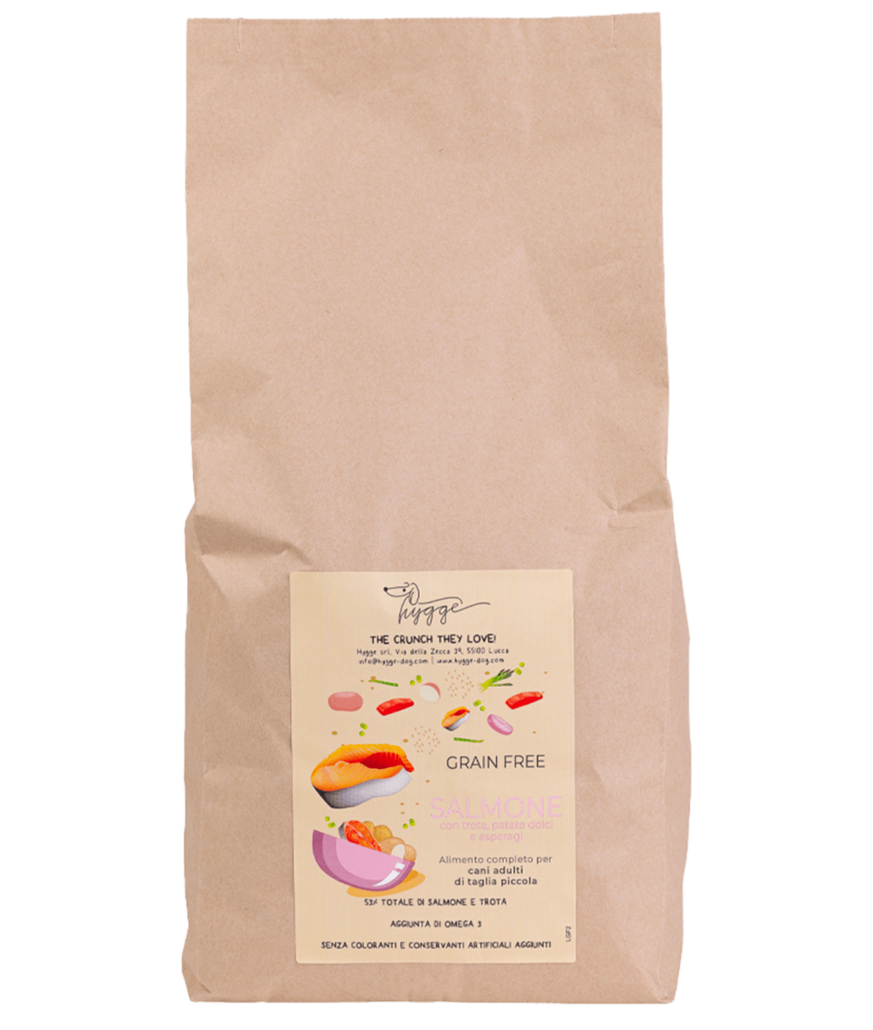 Salmone, Trota, Patate Dolci e Asparagi - Cibo Secco Cane - Hygge Pet Food