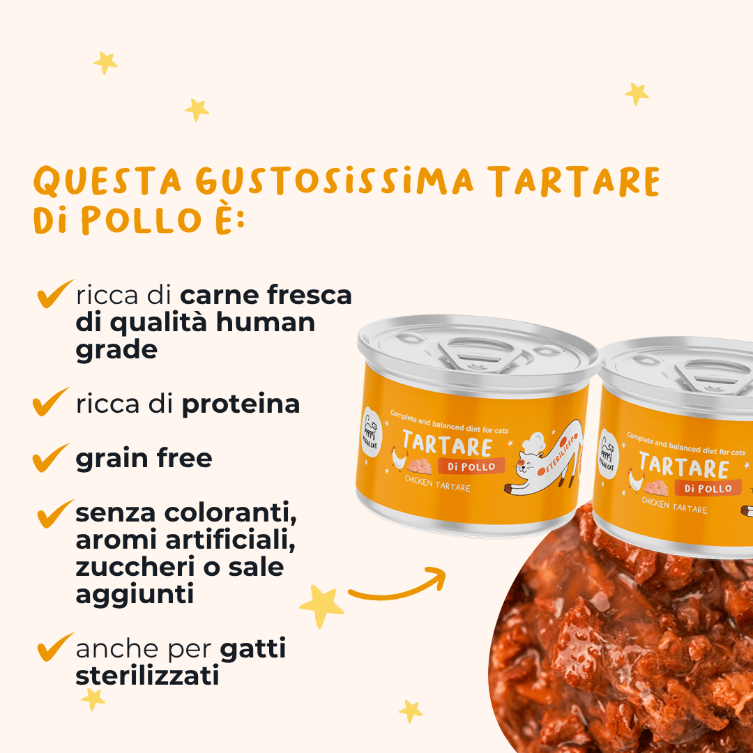 Tartare di Pollo Alimento completo per gatti sterilizzati - Cibo Umido Gatto - Hygge Pet Food